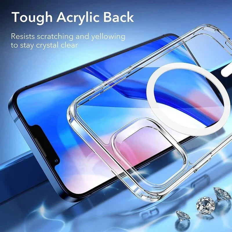 Magnetic Original Magsafing Case for Iphone 13 15 12 11 14 16 Pro Max Mini X XS XR plus SE Silicone Acrylic for Magsafe Cover