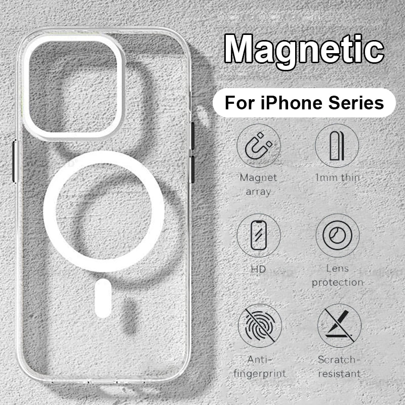 Magnetic Original Magsafing Case for Iphone 13 15 12 11 14 16 Pro Max Mini X XS XR plus SE Silicone Acrylic for Magsafe Cover